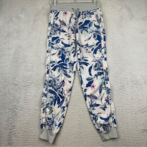 Gap Fit Jogger Pants Womens Extra Small Gray Blue Floral Stretch Athleisure Yoga
